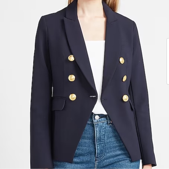Express Double Breasted Blazer - Navy - 00 - Picture 1 of 16
